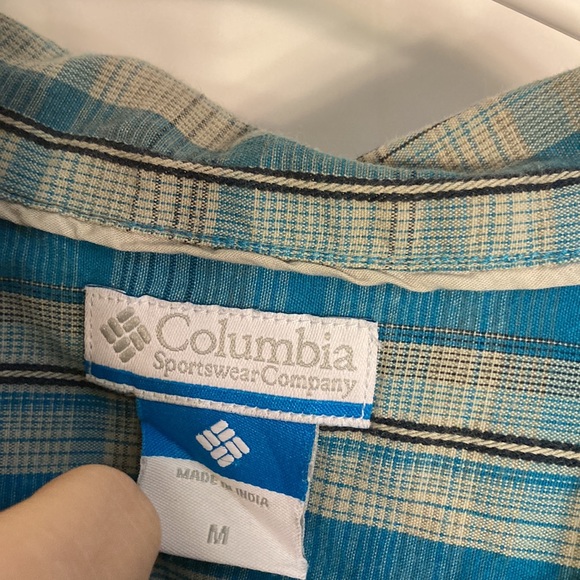 Blue plaid button up short sleeve Columbia - Picture 3 of 4